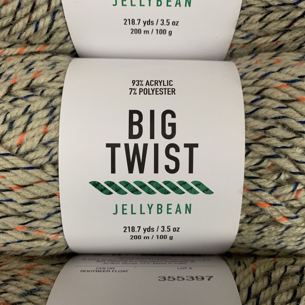 Lot Of 3 Big Twist Jellybean, Colorway Rootbeer Float, NEW 218.7yds Ea, 3.5oz - Picture 2 of 5